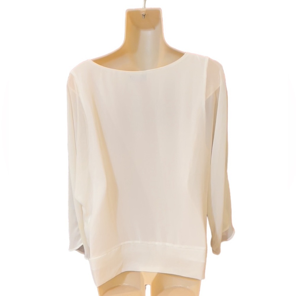 Vince Camuto Off White Tie Waist Blouse Women's size M - Picture 7 of 9